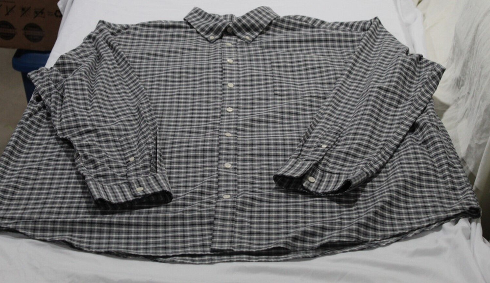 The Foundry Supply Co. Men's 3XLT Button-Down Black Tattersall Plaid Shirt